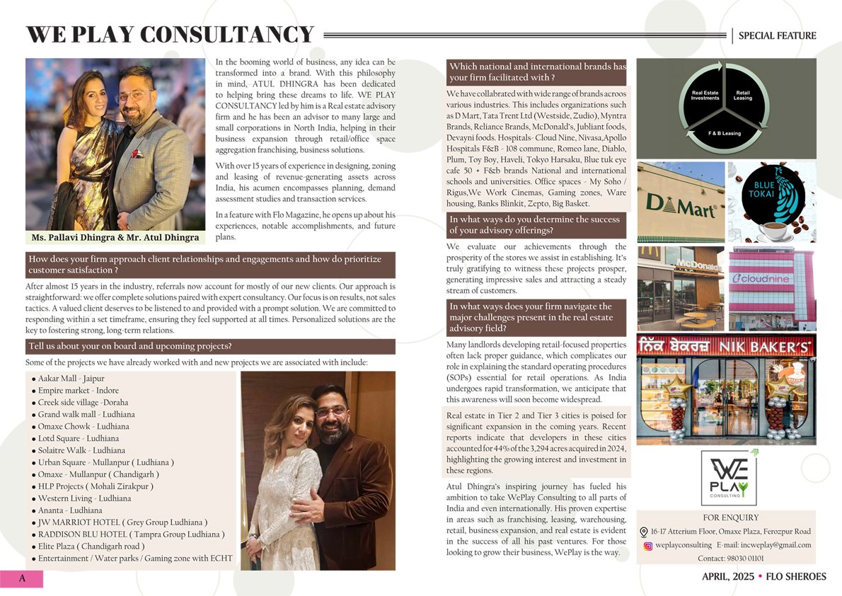 Newspaper coverage of Atul Dhingra and WePlay Realty & Co. in regional Punjab press